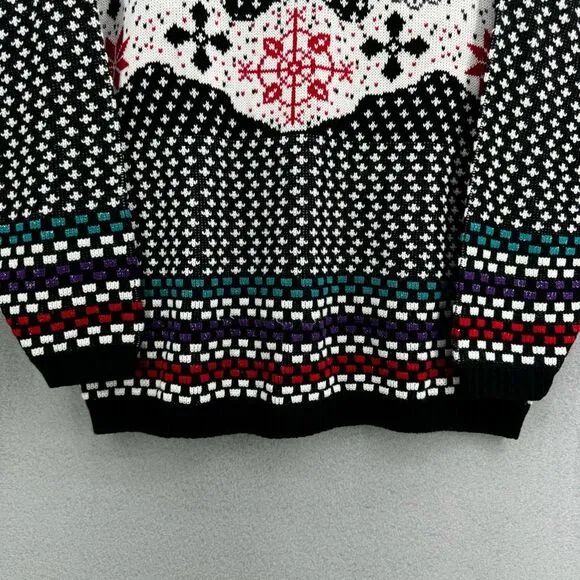 Vintage Custom Design Womens Knit Fair Isle Pullover Sweater Size M