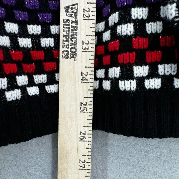 Vintage Custom Design Womens Knit Fair Isle Pullover Sweater Size M