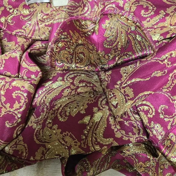 VINTAGE KATHRYN Robe Belted Pockets Floral Satin
