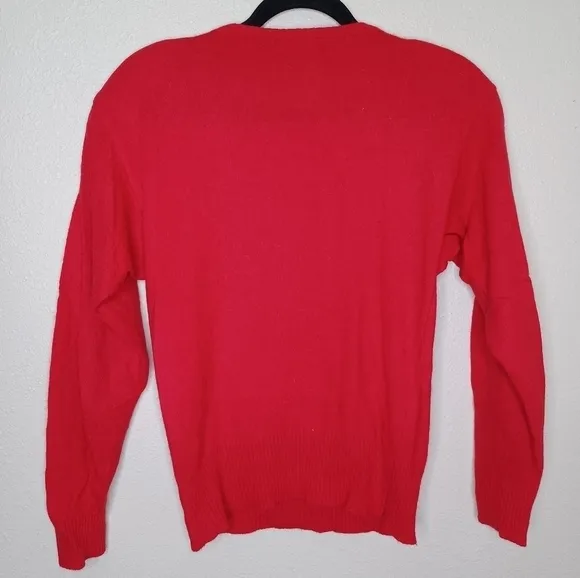 Vintage Nordstrom Red Lambswool &amp; Angora Beaded Sweater S