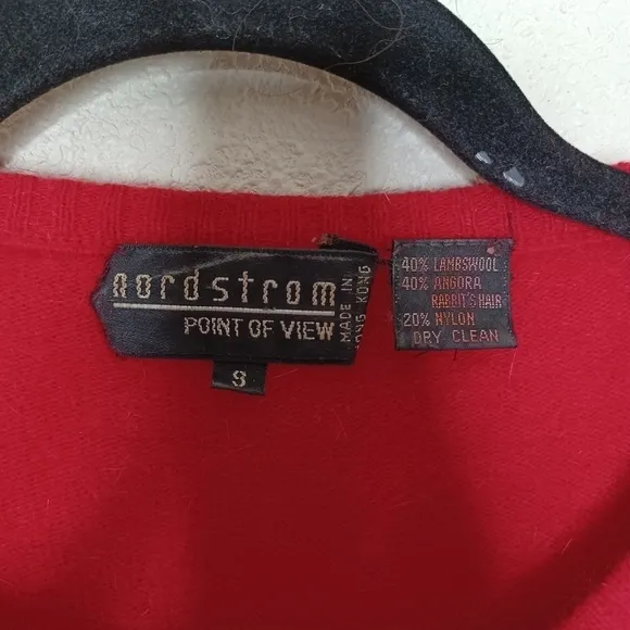 Vintage Nordstrom Red Lambswool &amp; Angora Beaded Sweater S