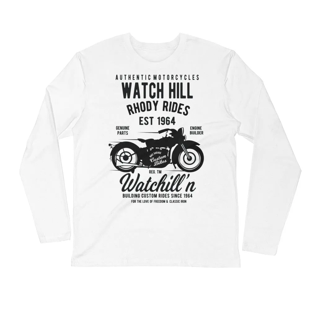 Watchill’n ‘Rhody Rides’ Premium Long Sleeve Fitted Crew (Black)