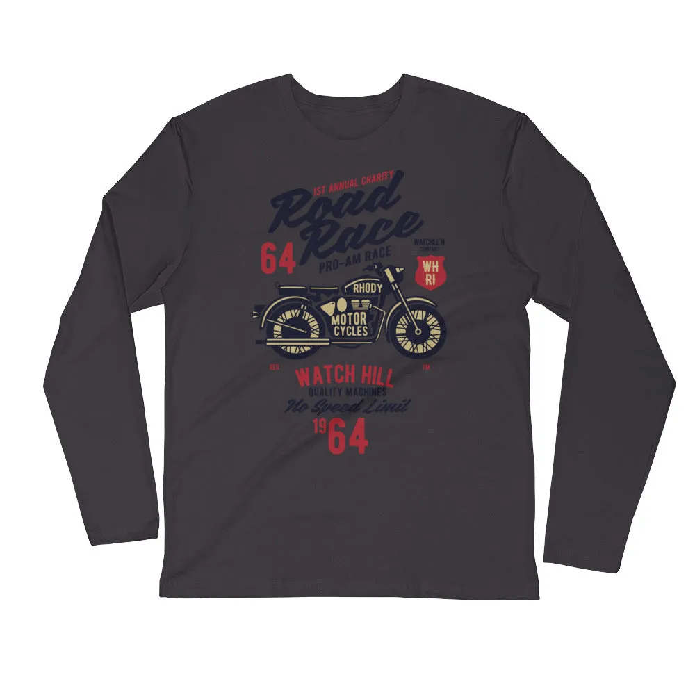 Watchill’n ‘Road Race’ Premium Long Sleeve Fitted Crew (Maroon/Black)