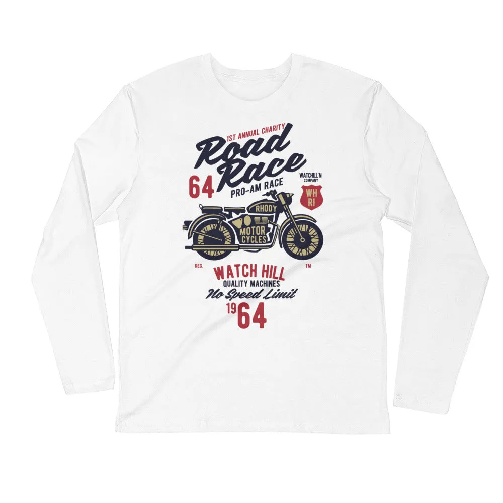 Watchill’n ‘Road Race’ Premium Long Sleeve Fitted Crew (Maroon/Black)