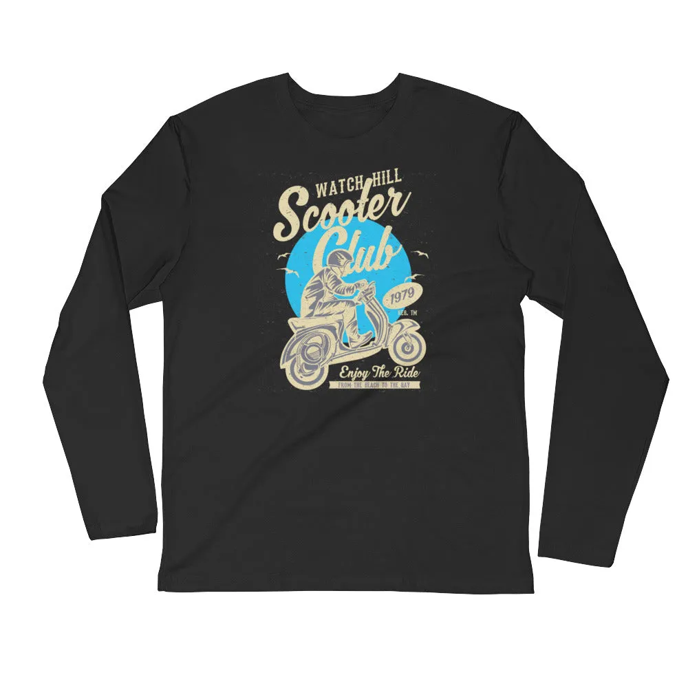 Watchill’n ‘Scooter Rider’ Premium Long Sleeve Fitted Crew (Tan/Cyan)
