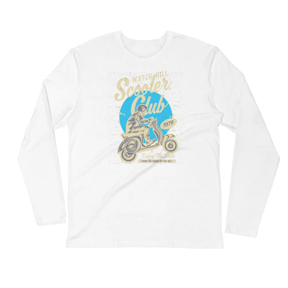 Watchill’n ‘Scooter Rider’ Premium Long Sleeve Fitted Crew (Tan/Cyan)