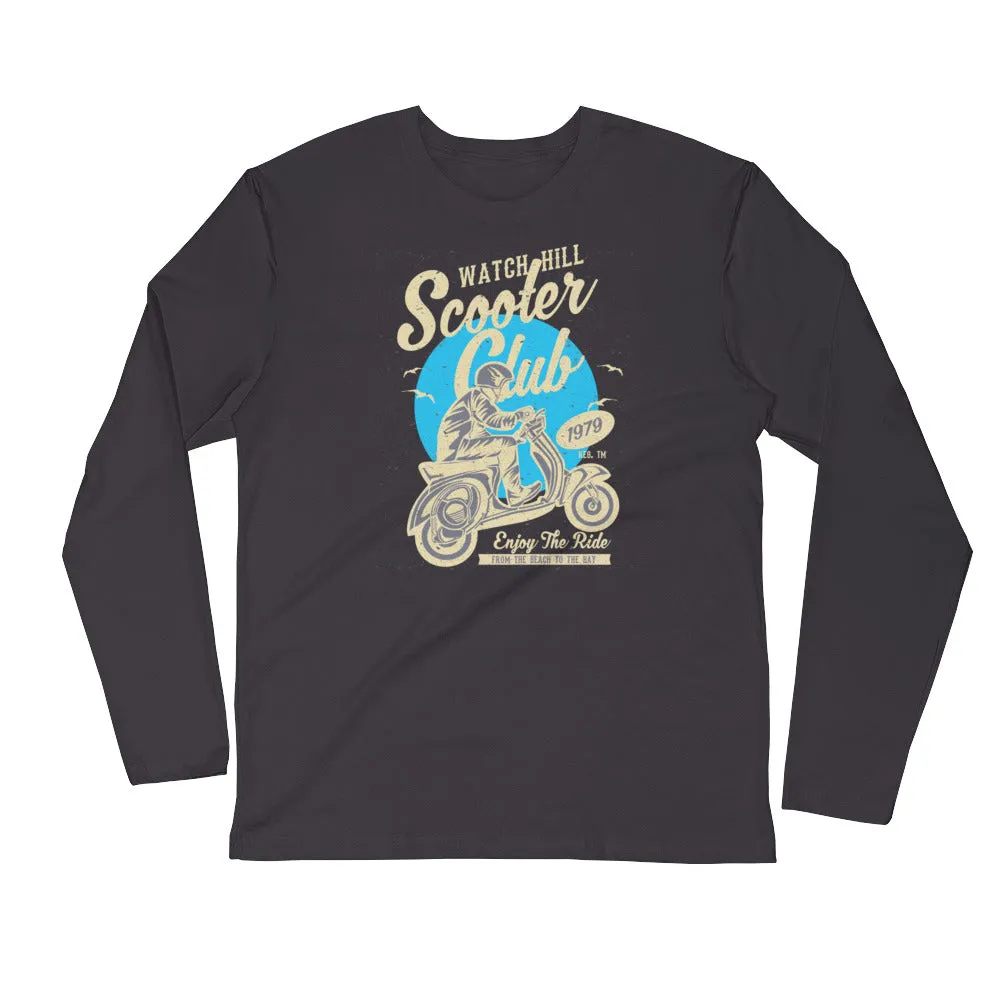 Watchill’n ‘Scooter Rider’ Premium Long Sleeve Fitted Crew (Tan/Cyan)