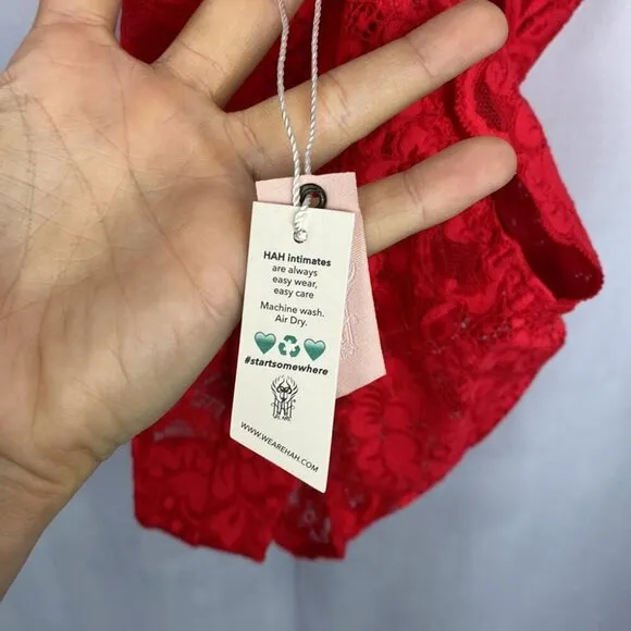 We are HAH Free People NWT Comin' In HAHT Lace Bodysuit - Siren Red - Size Small