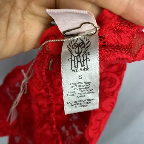 We are HAH Free People NWT Comin' In HAHT Lace Bodysuit - Siren Red - Size Small