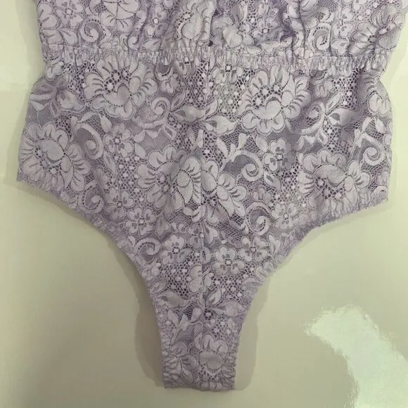 We are HAH NWT Comin' In HAHT Lace Bodysuit Lavender - Size S