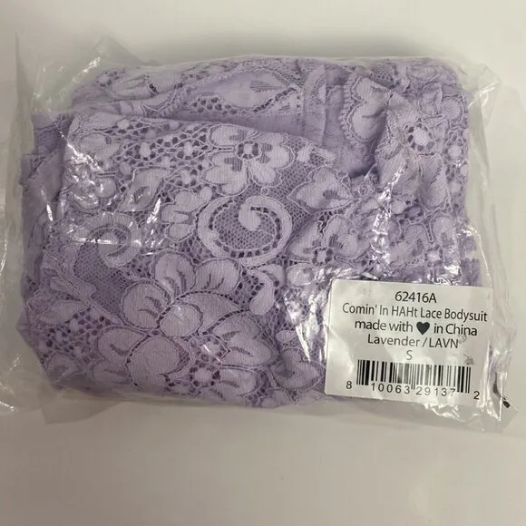 We are HAH NWT Comin' In HAHT Lace Bodysuit Lavender - Size S