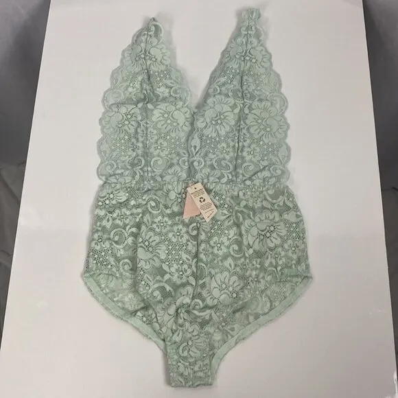 We are HAH NWT Comin' In HAHT Lace Bodysuit Something Blue - Size XS