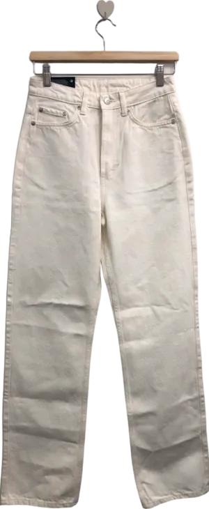 Weekday Off-White Extra High Straight Jeans UK W27" LENGTH 30"