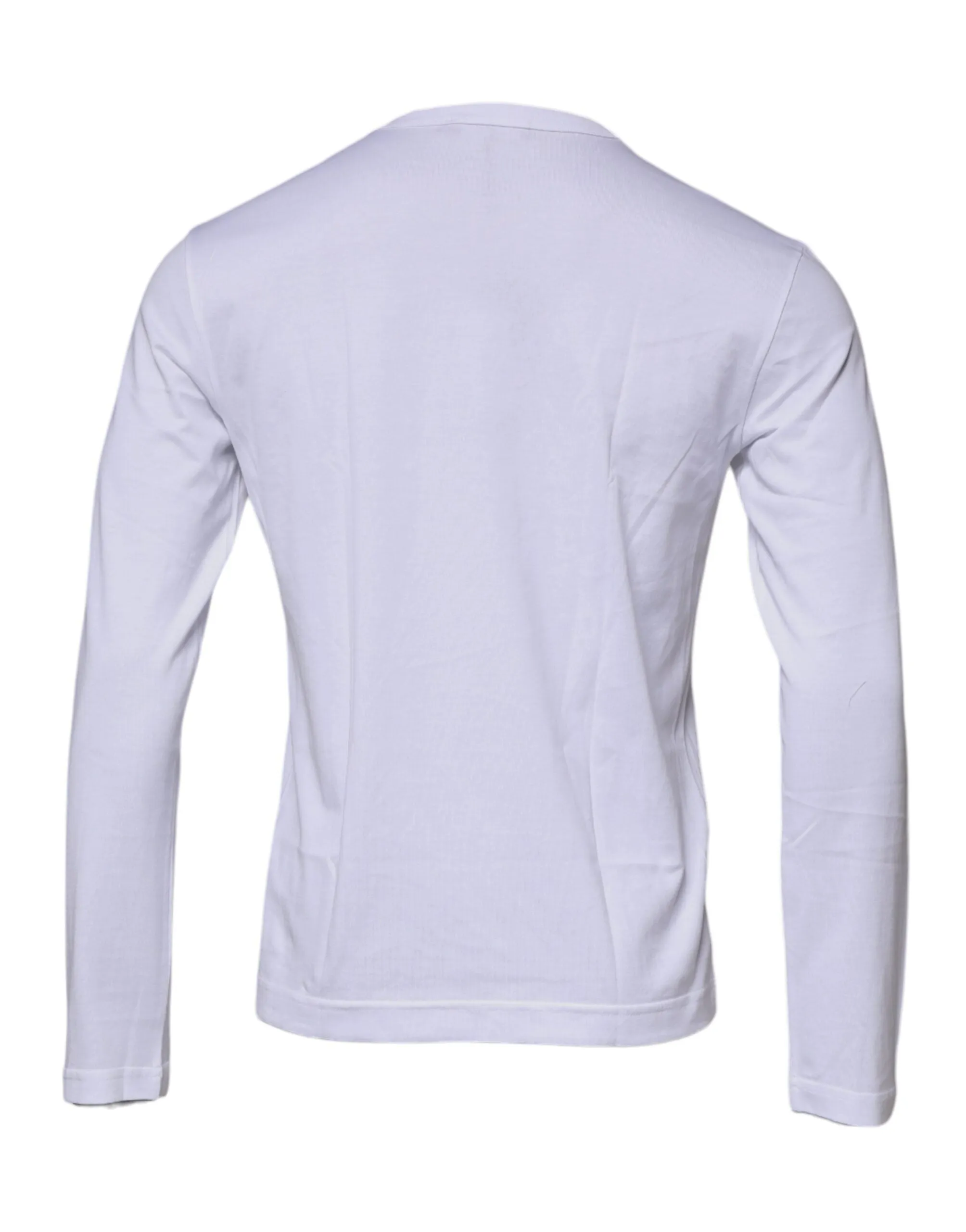 White Logo Crew Neck Cotton Pullover Sweater