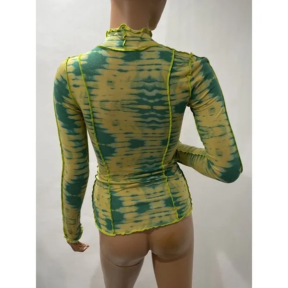 wilfred free Top Long Sleeve Body green /yellow tie dye print size small