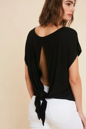 WISH IT TIE BACK TEE BLK