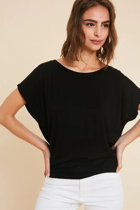 WISH IT TIE BACK TEE BLK