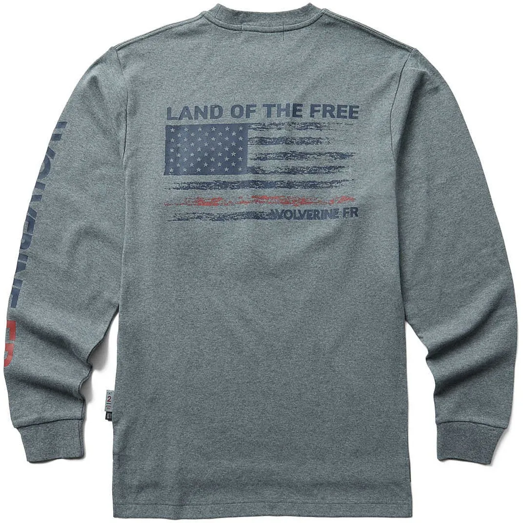 Wolverine Men's Flame Resistant  Long Sleeve Print Tee - Grey - W1206550-036