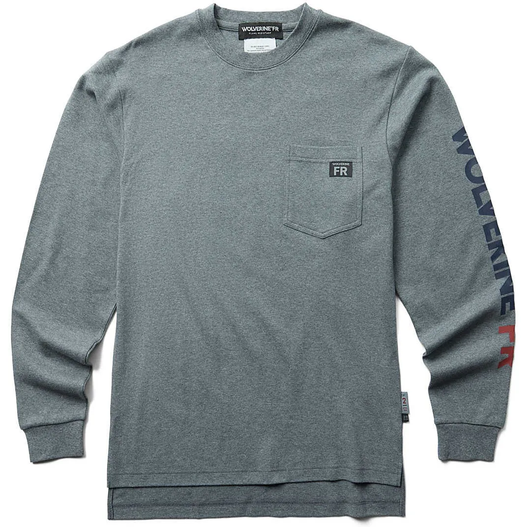 Wolverine Men's Flame Resistant  Long Sleeve Print Tee - Grey - W1206550-036