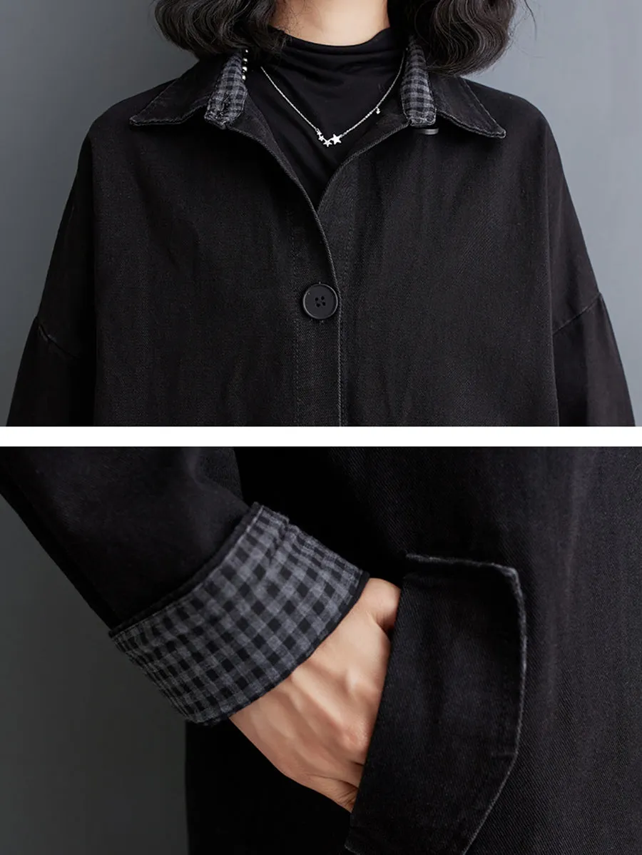 Women Winter Casual Denim Solid Long Shirt Coat