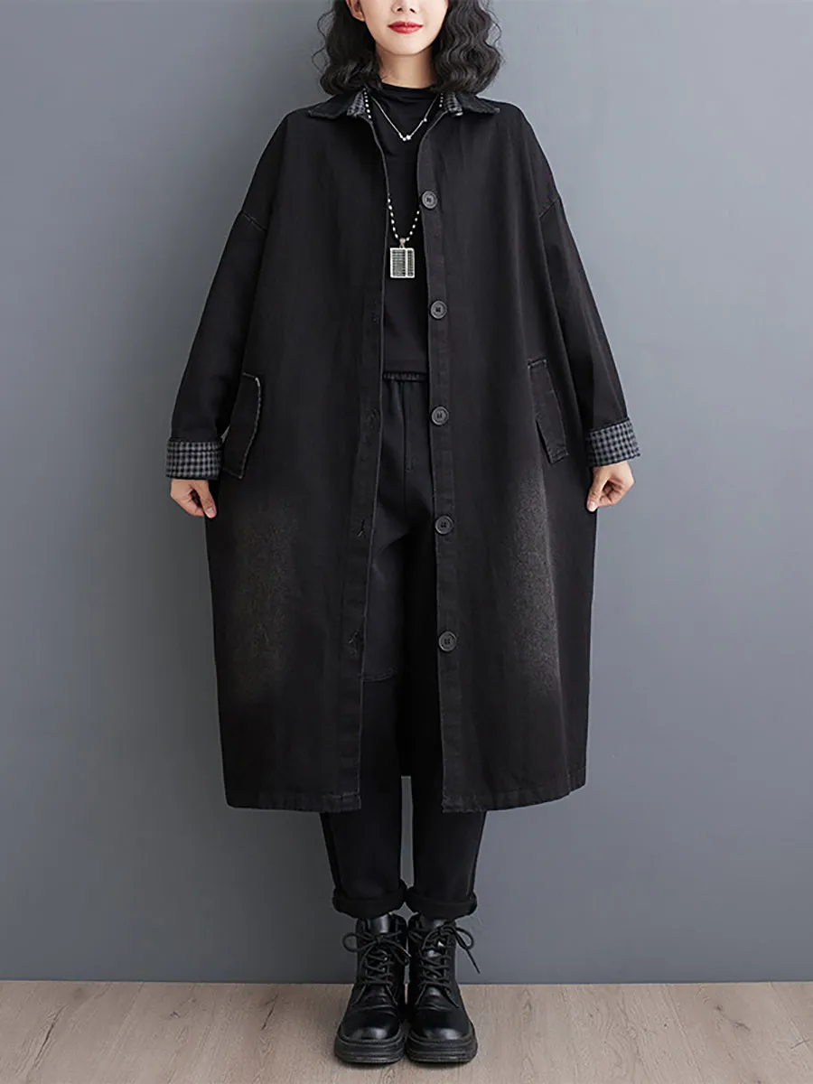 Women Winter Casual Denim Solid Long Shirt Coat