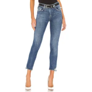 Womens Size 24 24x27 AGOLDE Blue Toni High-Rise Distressed Slim Straight Jeans