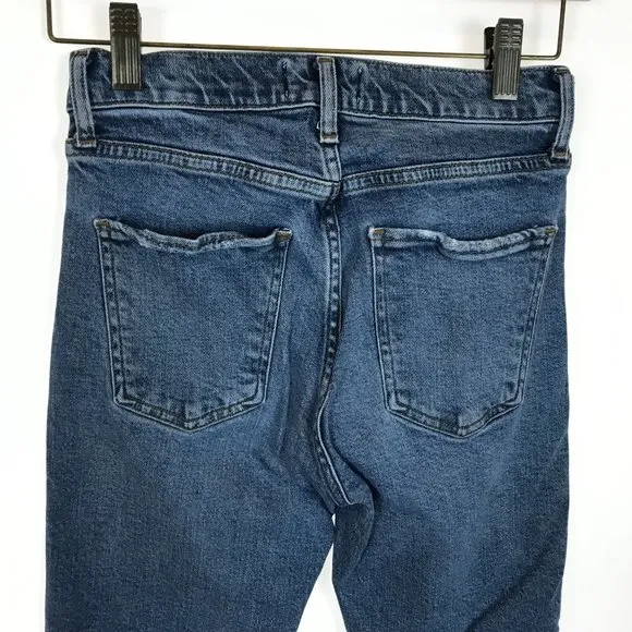Womens Size 24 24x27 AGOLDE Blue Toni High-Rise Distressed Slim Straight Jeans
