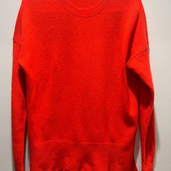 Women's Theory Orange-Red,Medium Pullover Sweater,100% Cashmere