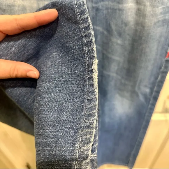 Women’s True Religion Y2K Red Thick Rope Stitch Straight Jeans Size 32