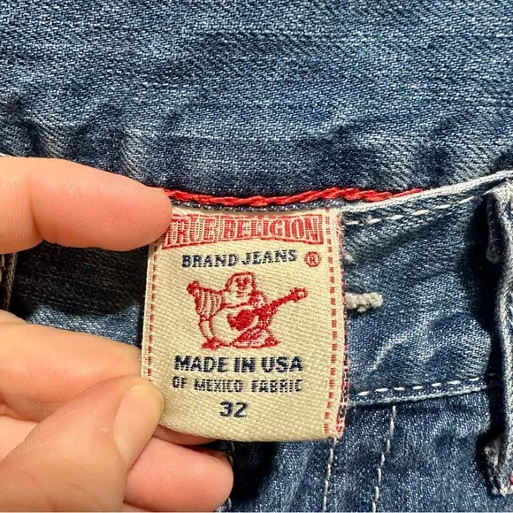 Women’s True Religion Y2K Red Thick Rope Stitch Straight Jeans Size 32