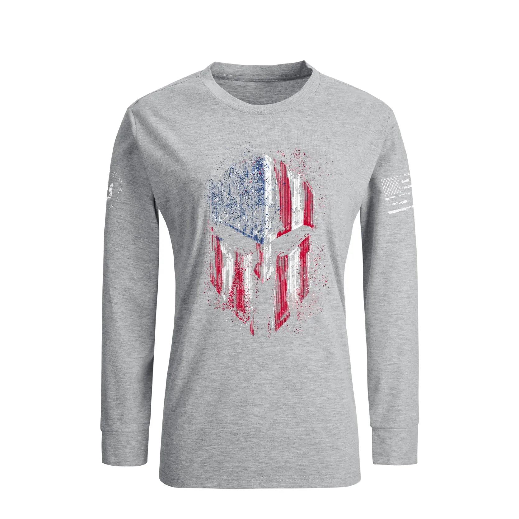 WOMEN'S USA FLAG SPARTAN GRAPHIC LONG SLEEVE T-SHIRT