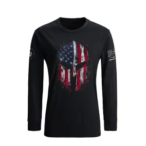 WOMEN'S USA FLAG SPARTAN GRAPHIC LONG SLEEVE T-SHIRT
