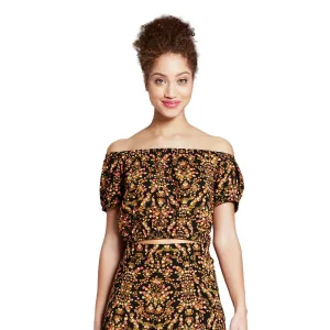 Xhilaration Women's Floral Short Sleeve Off the Shoulder Top Shirt Blouse