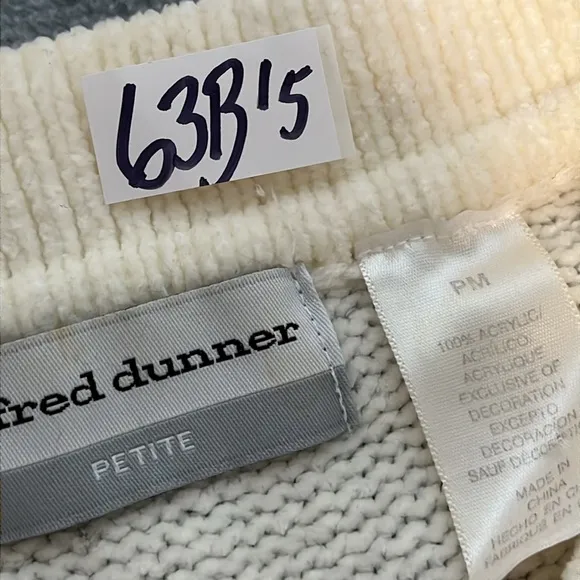 Y2K 90s Vintage Chenille Sweater Medium Petite Collar Ivory Cottage Preppy