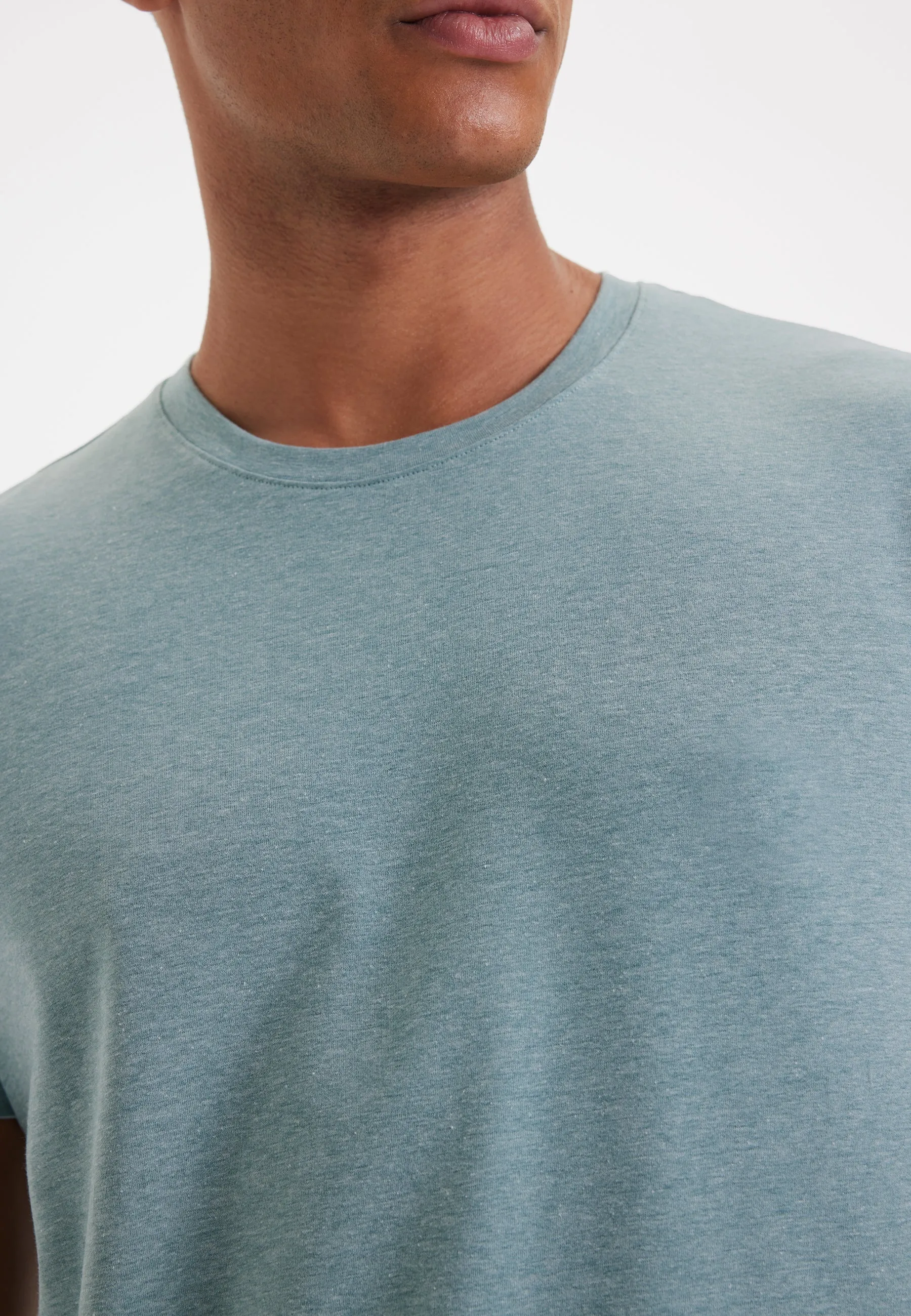 Yeşil Melanj Bisiklet Yaka Regular Fit Basic Erkek T-Shirt MERLIN