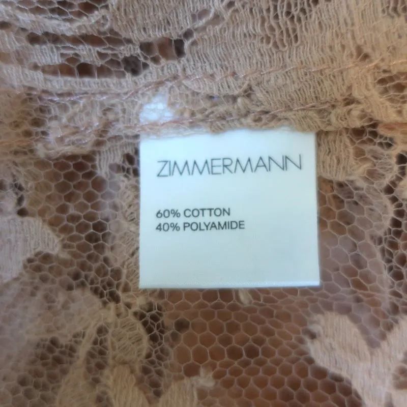 Zimmermann Bowerbird Off the Shoulder Lace Blouse Tan Size 3 Long Sleeve Top